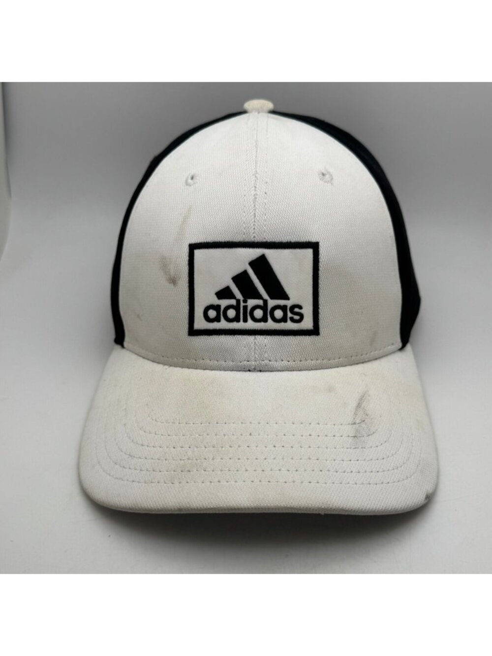 Adidas Flexfit Baseball Cap L/XL Black White Logo Fitted Hat Men's